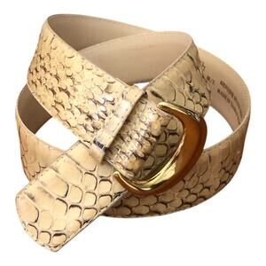 RITZ Accessories Collection Genuine Snake Skin Leather Belt Gold Buckle M/L